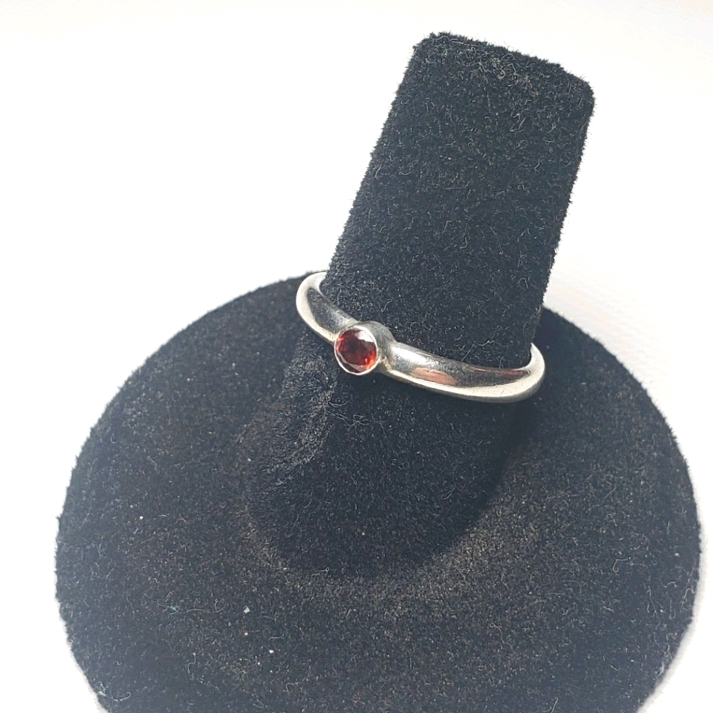 Small Red Ruby Gemstone Silver 925 Ring 6 Stacking - image 1